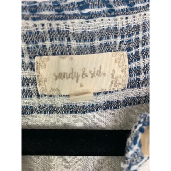 Sandy & Sid Womens Striped Button-Down Short Sleeve Top Size S - Picture 4 of 5